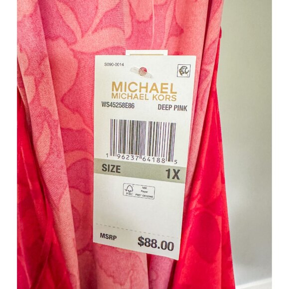 Michael Kors Women's Printed Ruched Flutter-Sleeve Top - NWT! - Picture 5 of 10